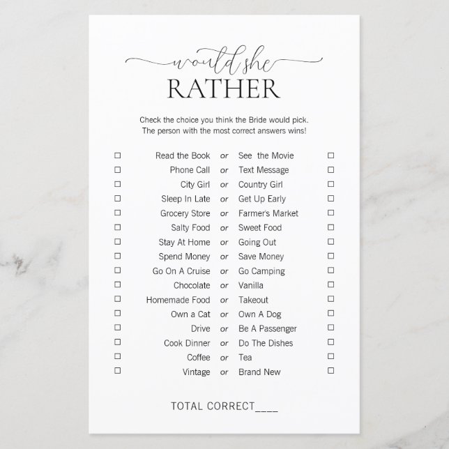 Papier Simple Minimal Voudrait-Elle Plutôt Fête des marié (Devant)