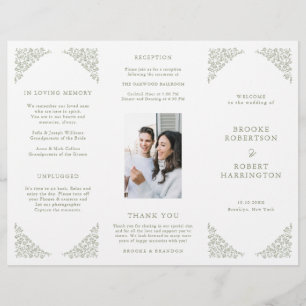 Papier Simple minimaliste Sage Green Photo Wedding Progra