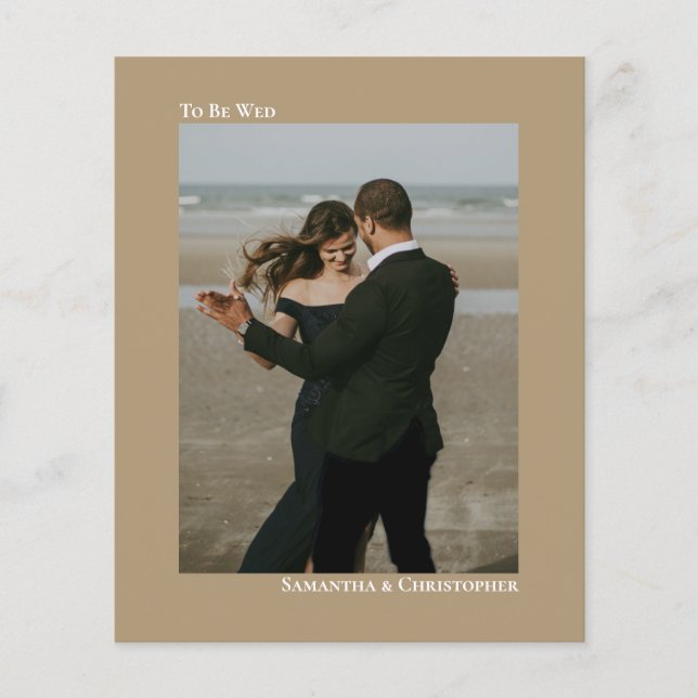 Papier Simple Mocha Tan BUDGET Mariage Photo Invitation (Devant)