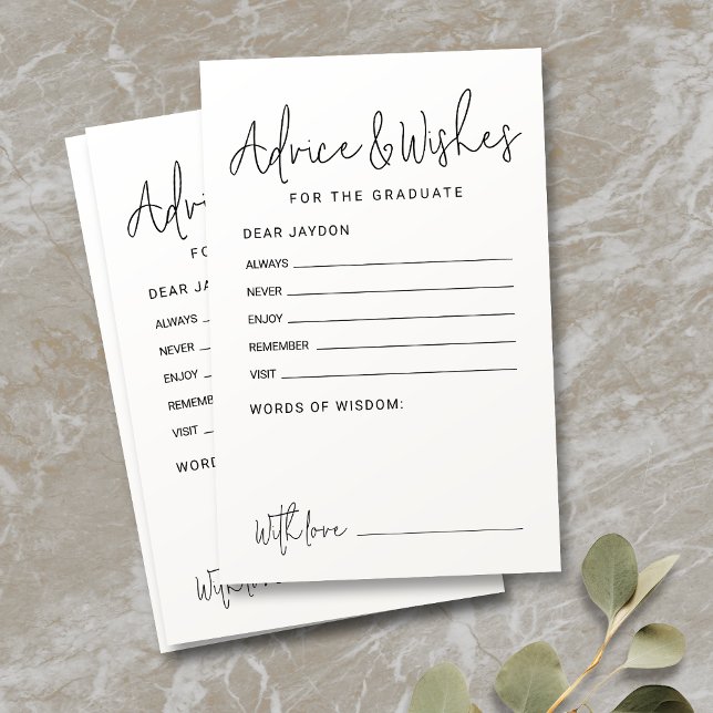 Papier Simple Modern Script Graduation conseils & souhait (Simple Modern Script Graduate advice & wishes)