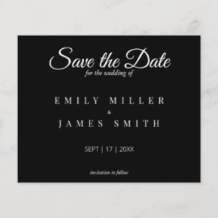 Papier Simple noir Enregistrer la date Mariage budget