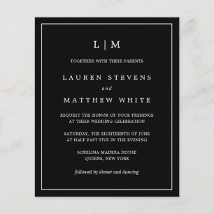 Papier Simple Noir Monogramme - Invitation au mariage bud