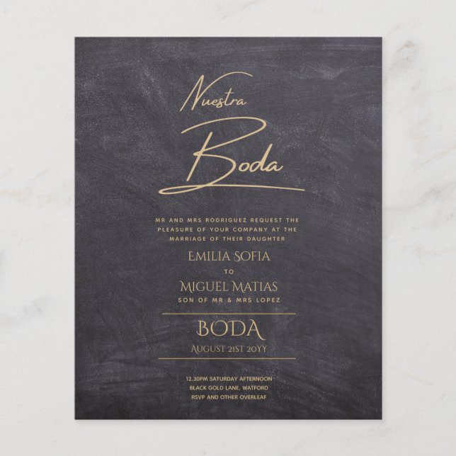 Papier Simple Nuestra BODA Mariage espagnol Texte seuleme (Devant)