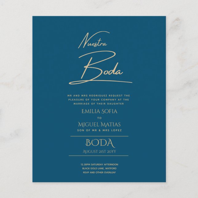 Papier Simple Nuestra BODA Mariage espagnol Texte seuleme (Devant)