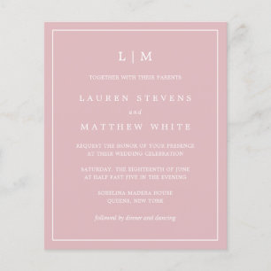 Papier Simple Pink Monogramme Budget Mariage Invitation