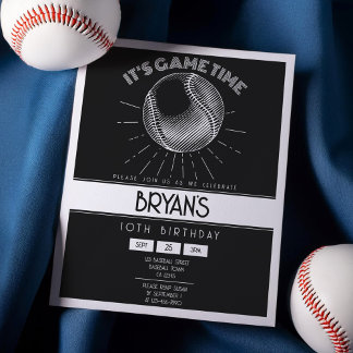 Papier Simple Retro White Baseball Budget Anniversaire In