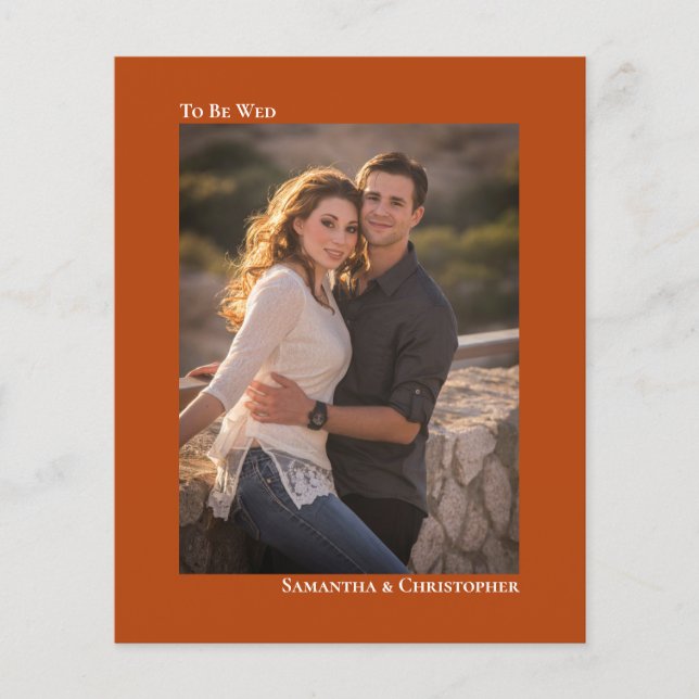 Papier Simple rouille Orange BUDGET Mariage Photo Invitat (Devant)