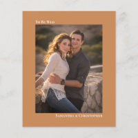 Simple Tan d'or BUDGET Mariage Photo Invitation