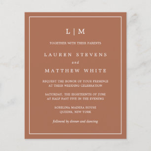 Papier Simple Terracotta Monogramme Budget Mariage Invite
