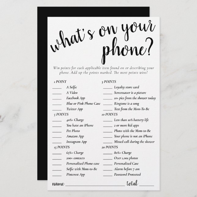 Papier Simple Whats sur votre téléphone | Black White Gam (Devant / Derrière)