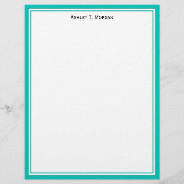 Papier Simplicité Turquoise blanc en-tête personnalisé (Devant)