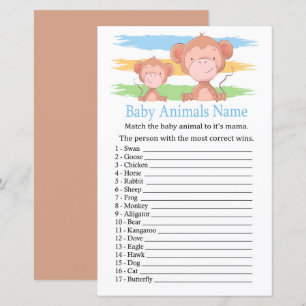 Papier Singe Bébé Animaux Nom Jeu