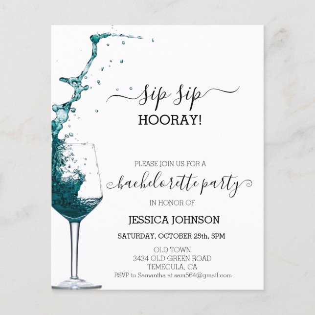 Papier Sip Sip Hooray Bacheloré Parti Vin (Devant)