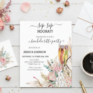 Papier Sip Sip Hooray Bachelorée Champagne Boho