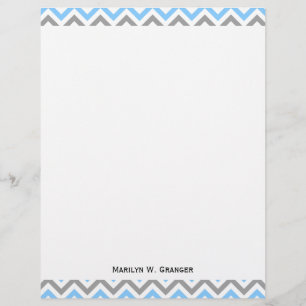 Papier Sky Blue, Dk Gray Wht Large Chevron Zig Zag