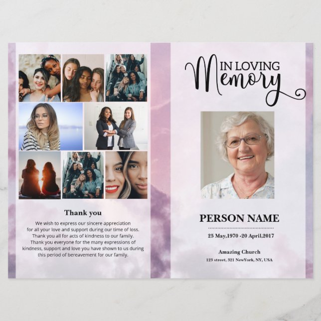 Papier Sky  Funeral Program template (Devant)