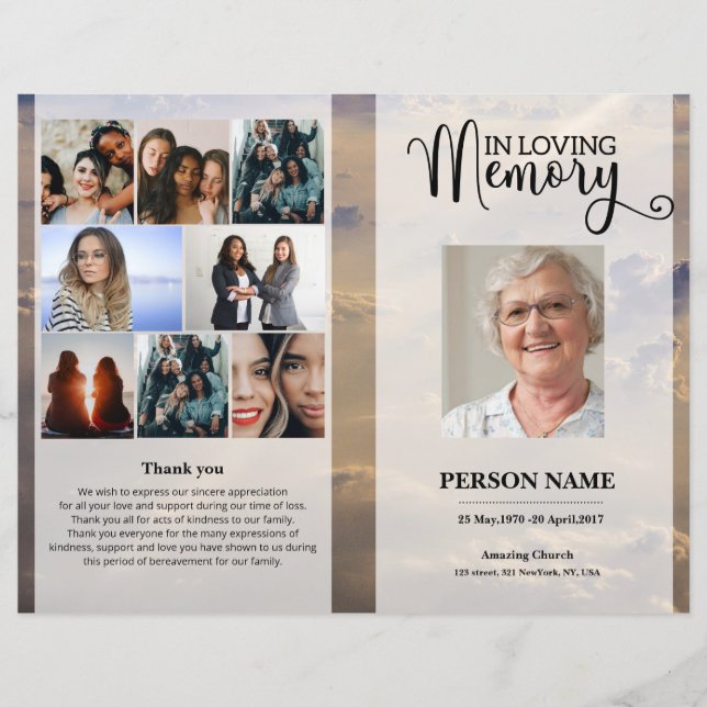 Papier Sky Funeral Program template (Devant)
