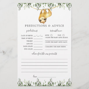 Papier Sloth Animaux Baby shower Prédictions et conseils