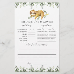 Papier Sloth Animaux Baby shower Prédictions et conseils