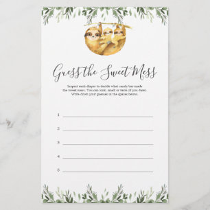 Papier Sloth Baby shower Devine Le Jeu Sweet Mess