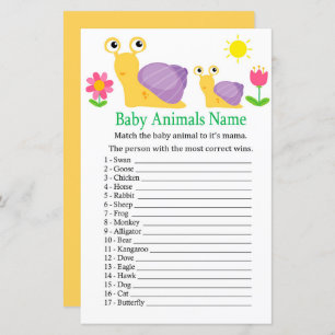 Papier Snail Baby Animaux Nom Jeu