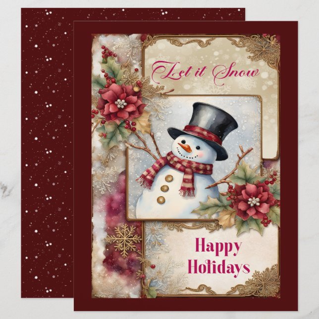 Papier Snowman Greetings Scrapbook Paper (Devant / Derrière)