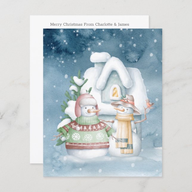 Papier Snowmen BUDGÉTAIRE En Photo Neige Noël (Devant / Derrière)