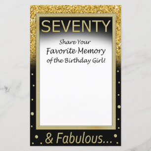 Papier Soixante-dix Mémoire préférée de la fille d'annive