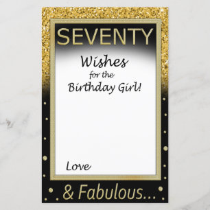 Papier Soixante-dix voeux pour la fille d'anniversaire