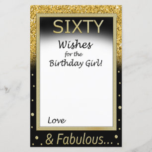 Papier Soixante voeux pour la fille d'anniversaire