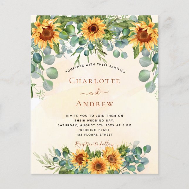 Papier Soleil mariage budget eucalyptus or (Devant)