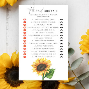 Papier Soleil nuptiale Il a dit qu'elle a dit jeu