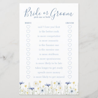 Papier Something Blue Bride or Groom Game