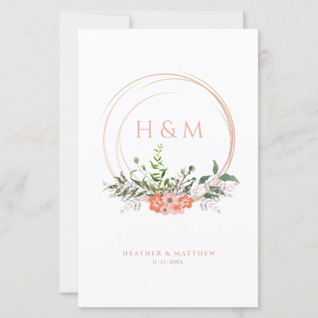 Papier Sophistiqué Elégant Coral Floral Mariage Garland (Devant)