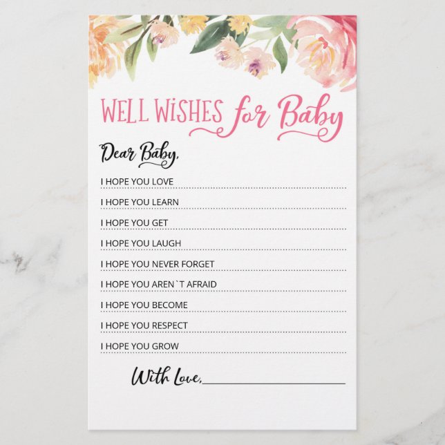 Papier Souhaits modifiables pour la fête du Baby shower (Devant)