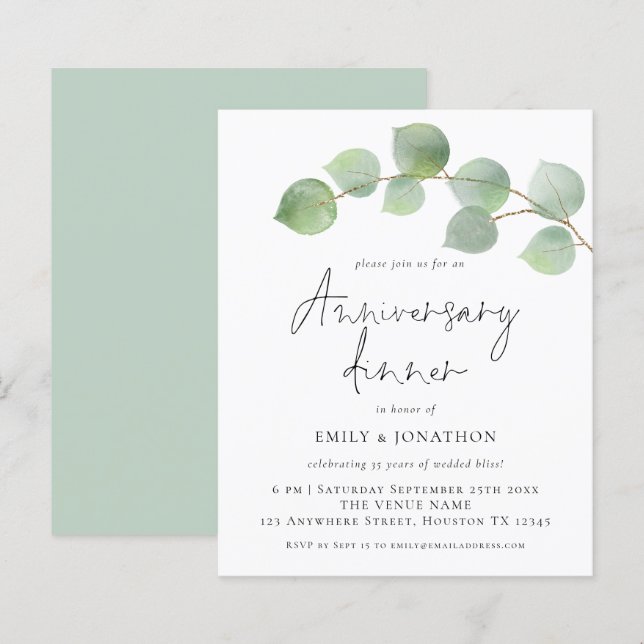 Papier Souper Budget Eucalyptus Mariage Anniversaire (Devant / Derrière)