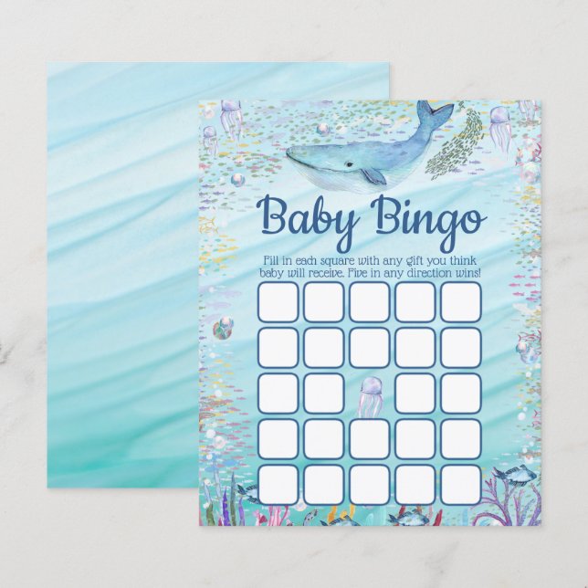 Papier Sous la mer | Bingo de Baby shower à thème océaniq (Devant / Derrière)