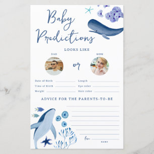Papier Sous la mer Blue Boy Whale Baby Prediction Jeu