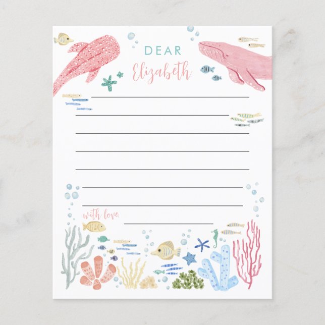 Papier Sous la mer Pink Ocean Animaux Temps Capsule (Devant)