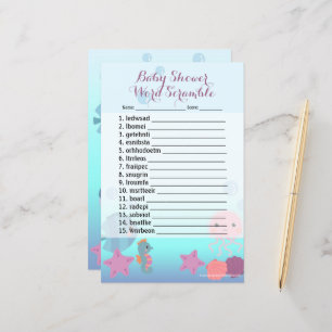 Papier Sous le Baby shower Sea Girl Word Scramble Jeu