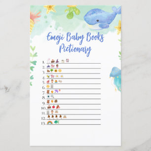 Papier Sous le jeu Baby shower de mer Emoji Pictionary