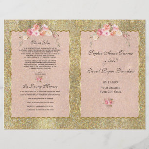 Papier Sparkle Gold Parties scintillant Blush Floral Wedd