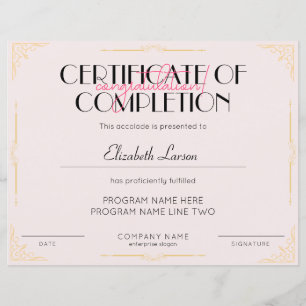 Papier Spécialiste en Certificat d'achèvement de beauté