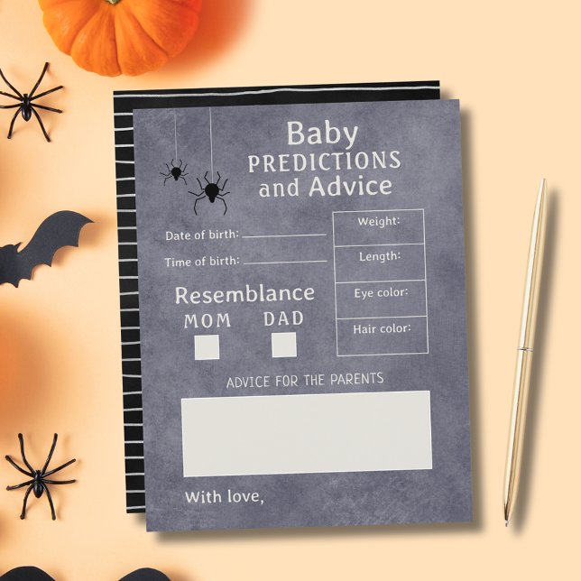 Papier Spider Halloween Baby shower Prédictions et consei (Spider Halloween Baby Shower Predictions & Advice)