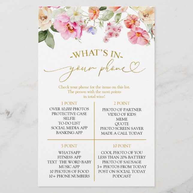 Papier Spring Love In Bloom What's In Your Phone Game (Devant)