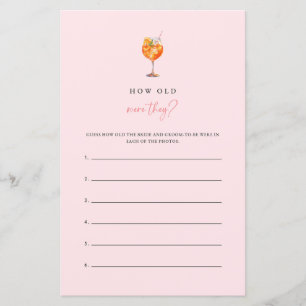 Papier Spritz Quel âge avaient-ils Jeu de Baby Shower de