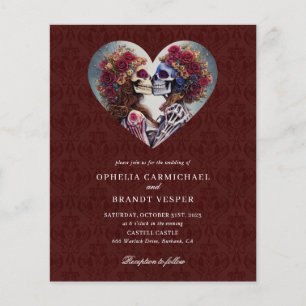 Papier Squelettes gothiques Faire-part de mariage florale