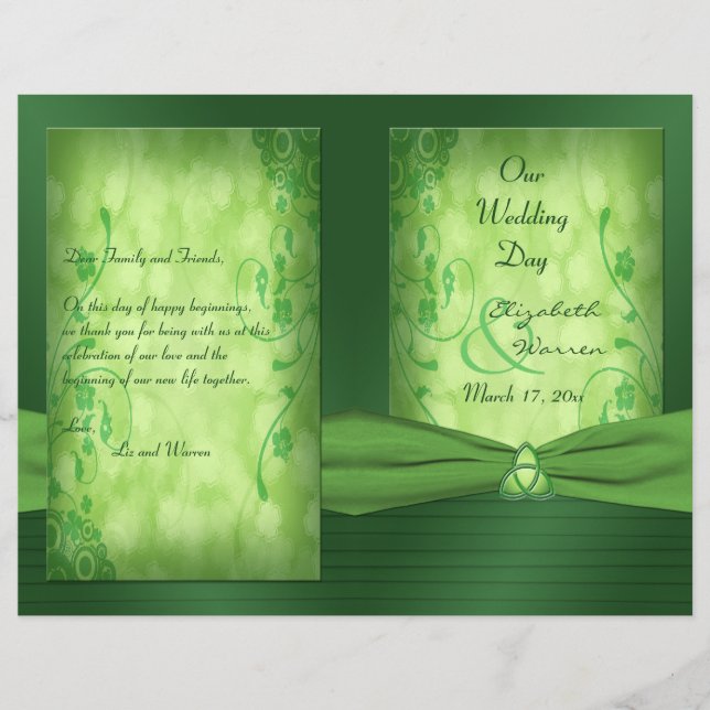 Papier St. Patrick's Day Celtic Love Knot Wedding Program (Devant)