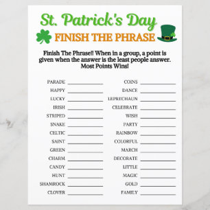 Papier St. Patrick's Day Finish The Phrase Game