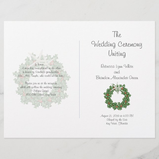 Papier Starfish et Holly Tropical Christmas Program (Devant)